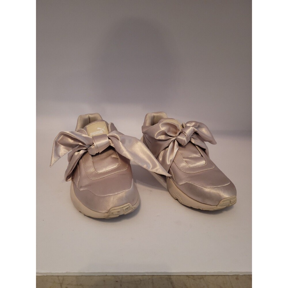 PUMA FENTY X Rihanna Satin Bow Cream Sneakers Tennis Shoes Women 7 Slip On